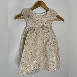 Laura Ashley London Gold Brocade Ruffle Holiday Dress